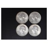 1959 D, 60 P, 60 D, 61 P WASH. QUARTERS 90%