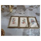 VTG FRAMED MINIATURE MI HUMMEL PRINTS