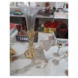 ORNATE BRASS GLASS TRUMP VASE & ANGEL SCULPTURE