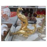 PAIR VTG SYROCO GOLD GILT PEACOCKS