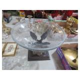HEAVY BASE CRACKLE DISH CENTER PC BOWL