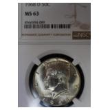 1968 D KENNEDY HALF DOLLAR 40% MS63