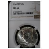 1968 D KENNEDY HALF DOLLAR 40% MS63