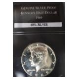 1969 D KENNEDY HALF DOLLAR 40% MS62
