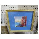 FRAMED WATERCOLOR PRINT RED PALACE - ARTIST SIGNED