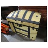 ANTIQUE CAMEL BACK LIFT TOP TRUNK