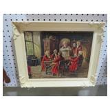 ORNATE FRAMED OLD BEER PUB W/ MEN PRINT