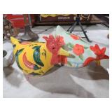 PAIR  OF HAND PAINTED CERAMIC CHICKENS