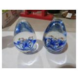 (2) BUBBLE ART GLASS PAPER WEIGHTS