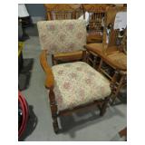 SOLID WOOD CLOTH COVERED ARM CHAIR