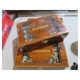 (3) WOOD CASES OF DOMINOES SETS