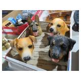 COLLECTION IOF RESIN DOGS HEAD BUSTS