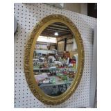 GOLD ORNATE FRAMED OVAL WALL MIRROR