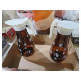 (2) VTG THATCHER AMBER SYRUP GLASS DESPENCER