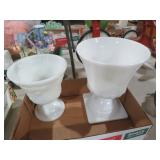 (2) MILK GLASS VASES