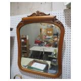 ANTIQUE WOOD FRAMED BEVELED WALL MIRROR