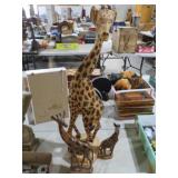 (3) CARVED WOOD GIRAFFE FIGURES