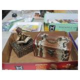 DECORATIVE MONKEY TRINKET & SNAKESKIN PRINT BOXES