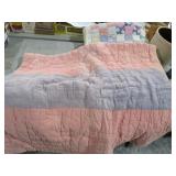 VTG HANDSTITCHED FULL SZ BLUE/PINK QUILT