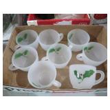 VTG SATIN FROSTED HOLLY BERRY CUPS S/8