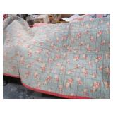 VTG HANDSTITCHED FULL SZ FLORAL QUILT