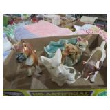 COLL. VTG CERAMIC PLANTERS,CREAMER & DOG FIGURES