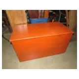 PAINTED SOLID WOOD LIFT TOP TRUNK