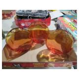 (3) PINK & ORANGE GLASS VASES
