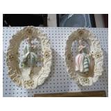 PAIR ORNATE VICTORIAN MAN/WOMAN WALL HANGINGS