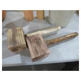 (2) HAND MADE WOOD MALLETS