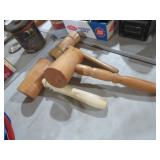 (3) HAND MADE WOOD MALLETS