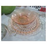 VTG JEANETTE WINDSOR PINK DEPRESSION BOWL&PLATTER