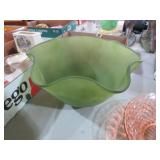 VTG INDIANA GLASS SATIN AVOCADO GRN BOWL