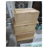 (3) UNIQUE WOOD STORAGE BOXES
