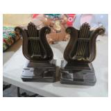 SET HEAVY METAL HARP LYRE BOOK ENDS