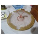 11 INCH CAMBRIDGE GLASS PINK CENTER SERVER