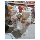 PAIR OF ORNATE CERAMIC VASES