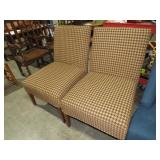 (2) CHECKERED PATTERN CLOTH COVERED CHAIRS
