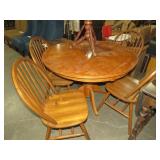 SOLID OAK PEDESTAL DINING TBL W/(4) CHAIRS