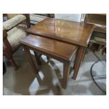 PAIR SOLID WOOD NESTING TABLES