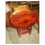 CHERRY OVAL TV TABLES W/ STAND