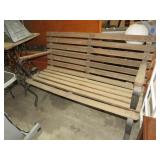 METAL BASE W/ WOOD SLAT PORCH BENCH