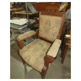 VICTORIAN CARVED PADDED PARLOR CHAIR