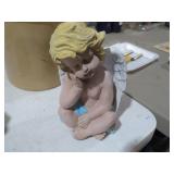 PAINTED CONCRETE YARD CHERUB