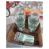 (5) VTG JEANETTE WEDGEWOOD HELLENIC GREEN GLASSES