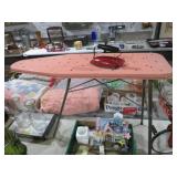 VTG 1950S PINK METAL IRONING BOARD & RED IRON