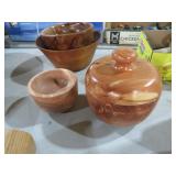 (2) HAND MADE WOOD BOWLS ONE HAS LID