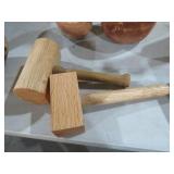 (2) HAND MADE WOOD MALLLETS