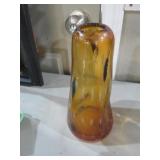 VTG BLENKO HONEY AMBER BUBBLE ART GLASS VASE