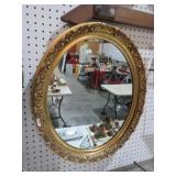 GOLD ORNATE OVAL  WALL MIRROR
